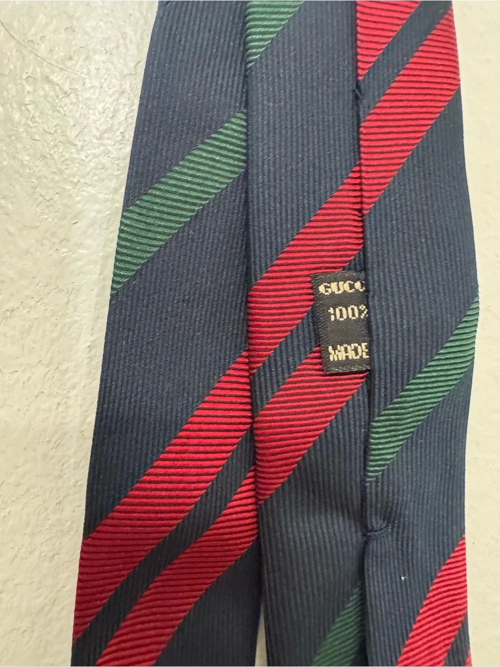 Vintage Gucci Silk Necktie Tie Blue red green Stripe Italy